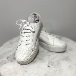 Zara White Leather Sneakers Snake Print Size 6 Lace Up